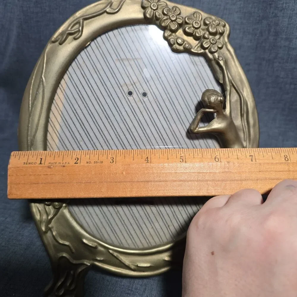 Brass Art Nouveau Lady Of The Lake Oval Picture Frame W/Original Back & Glass